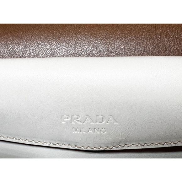 Prada Vitello Tri-Color Sound Top Handle Satchel 2Way Bag White Naturale - Picture 7 of 9